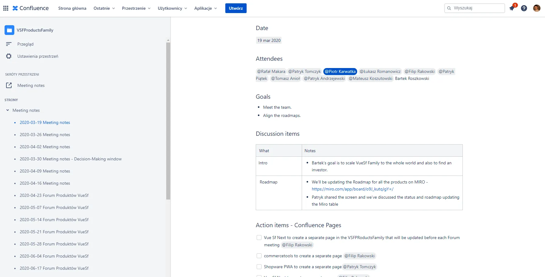 Confluence or Github Wiki, or Notion is great for gathering all the product notes